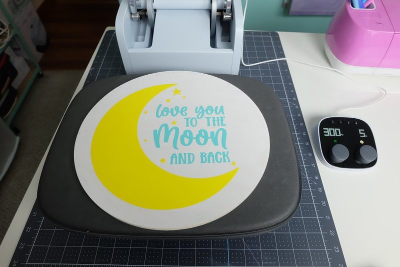 Use Your Cricut Auto Press On Wood With Iron-On: Love You To The Moon And Back Wood Nursery Sign