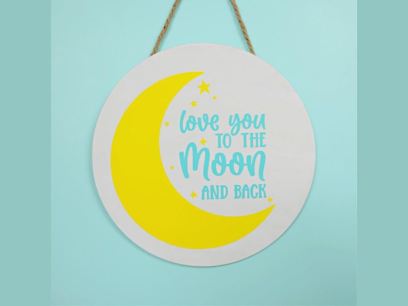 Use Your Cricut Auto Press On Wood With Iron-On: Love You To The Moon And Back Wood Nursery Sign