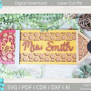 Honeycomb Pencil Sign Cut File From Trendy Designs Online