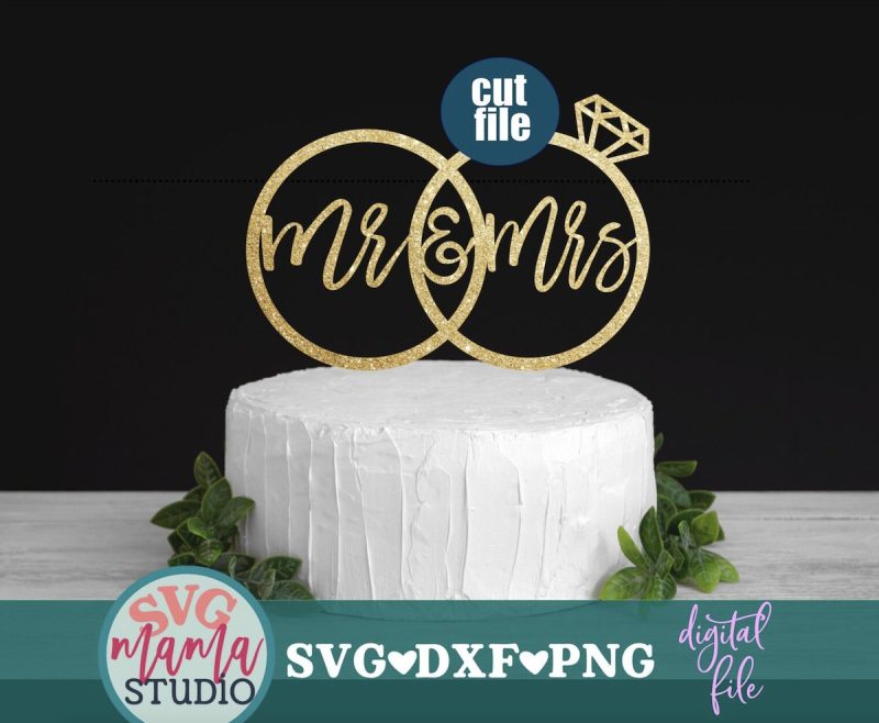 Mr & Mrs Cake Topper Cut File From SVG Mama Studio