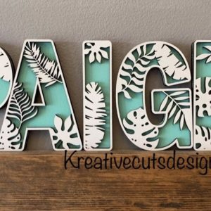 Tropical Leaf Letters For Making Name/Word Signs With Cut Files From Kreative Cuts Designs