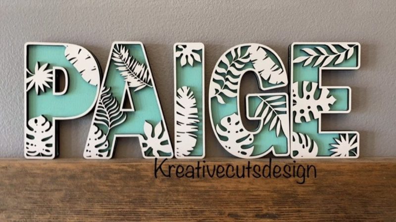 Tropical Leaf Letters For Making Name/Word Signs With Cut Files From Kreative Cuts Designs