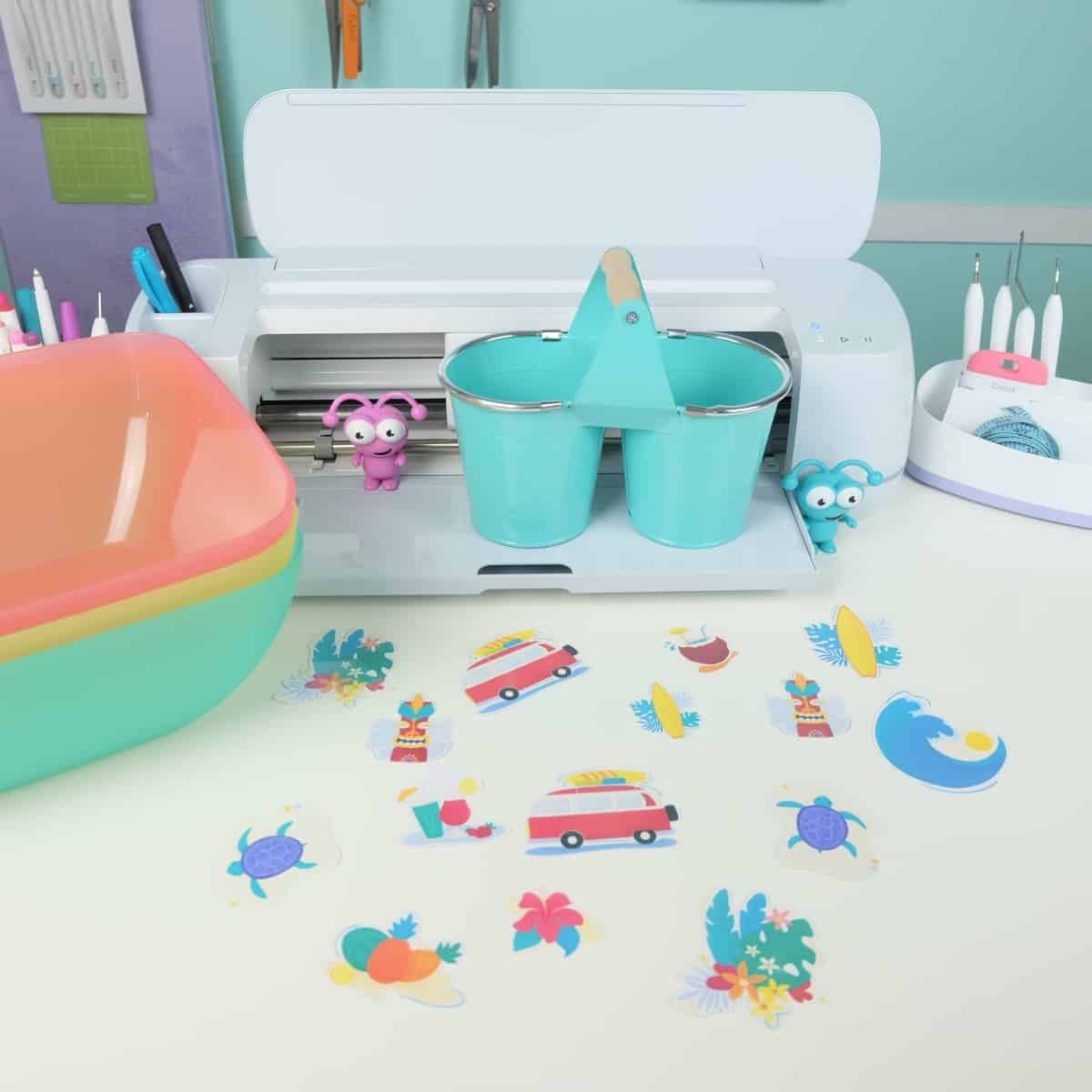 Cricut cutting machine with stickers