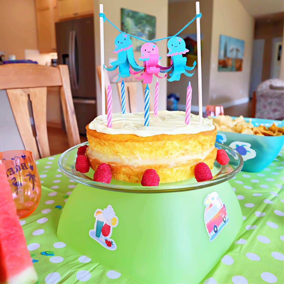 DIY Jellyfish Birthday Cake Topper made with the Cricut