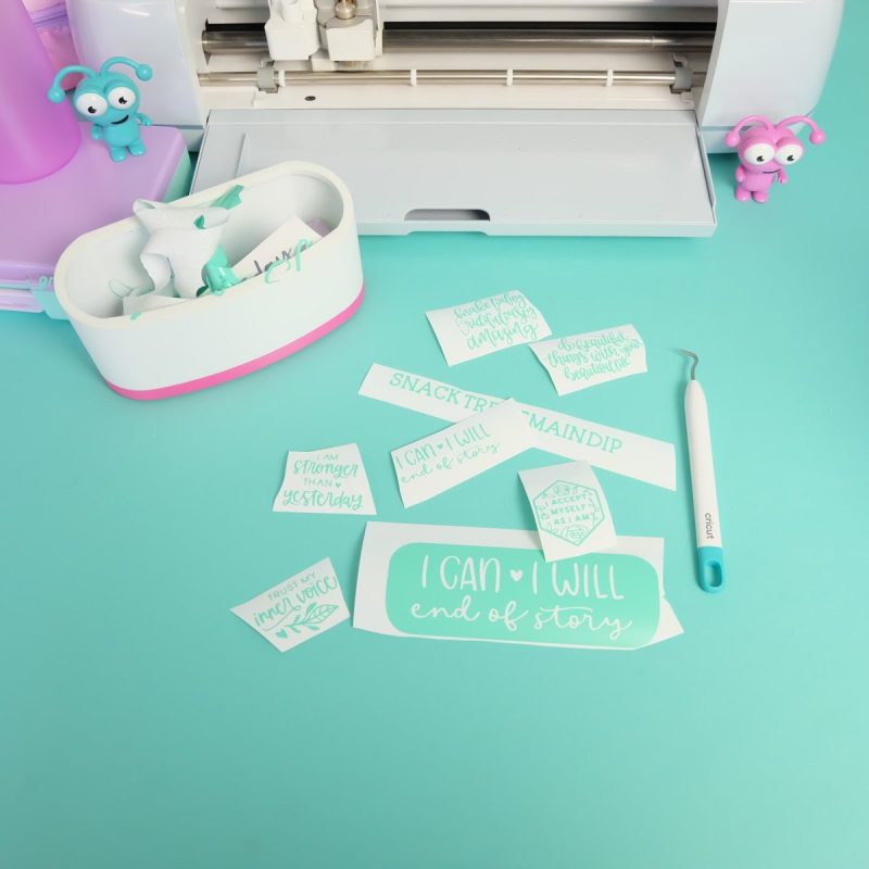 Weeded vinyl with affirmation designs