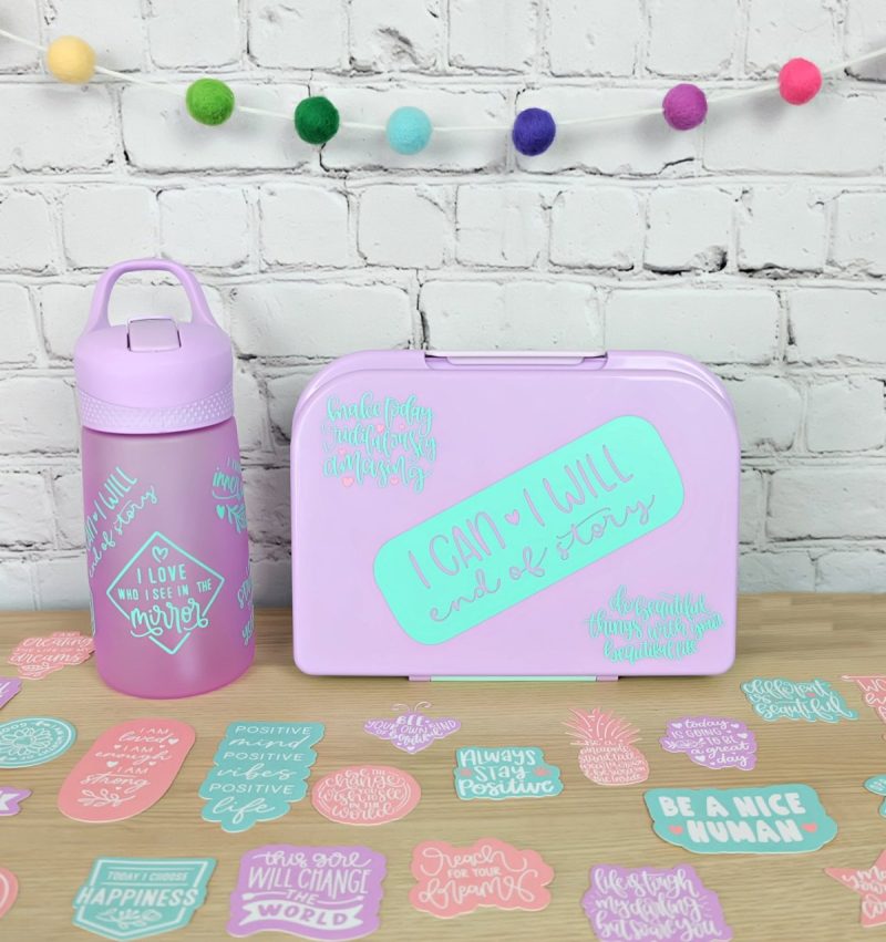 Making customized back to school gear is easy with Cricut! We are filling classrooms full of positive energy with these DIY positive affirmation water bottle, bento box and lunch box notes! Grab the Cricut cut file canvas along with step by step instructions to make your own!