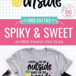 Tickle your funny bone with 12 free sarcastic and funny SVG files! Use them for your next Cricut craft project for laugh out loud results! These funny SVG designs can be used to make a variety of projects with your Cricut including mugs, shirts, wine tumblers, laptops, water bottles and so much more! Includes Spiky On The Outside Sweet On The Inside Pineapple Cut File!
