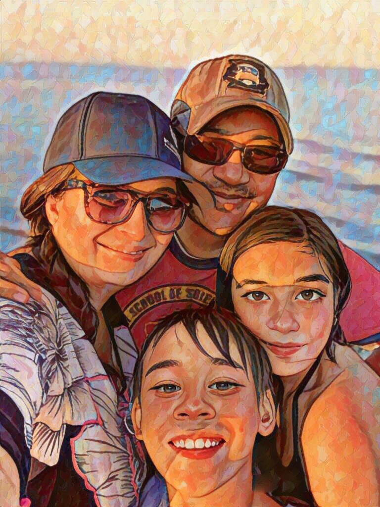 Painting of Hello Creative Family at the beach