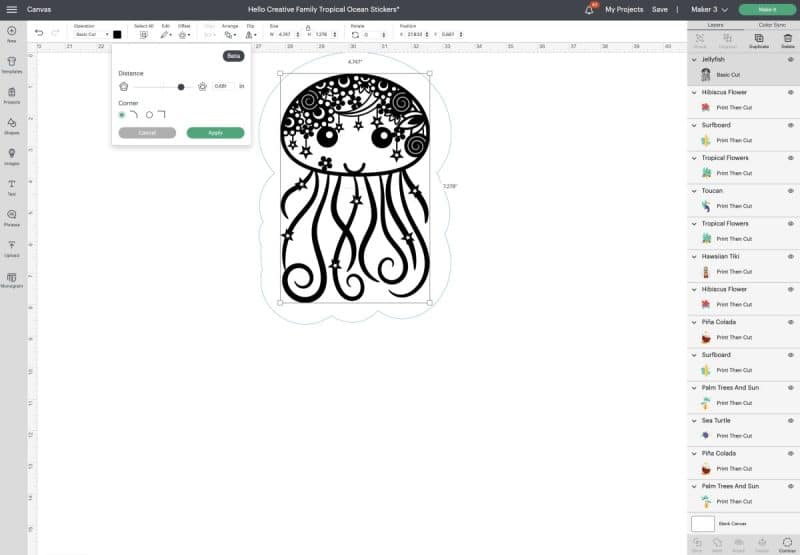 Use Offset to create a sticker in Cricut Design Space