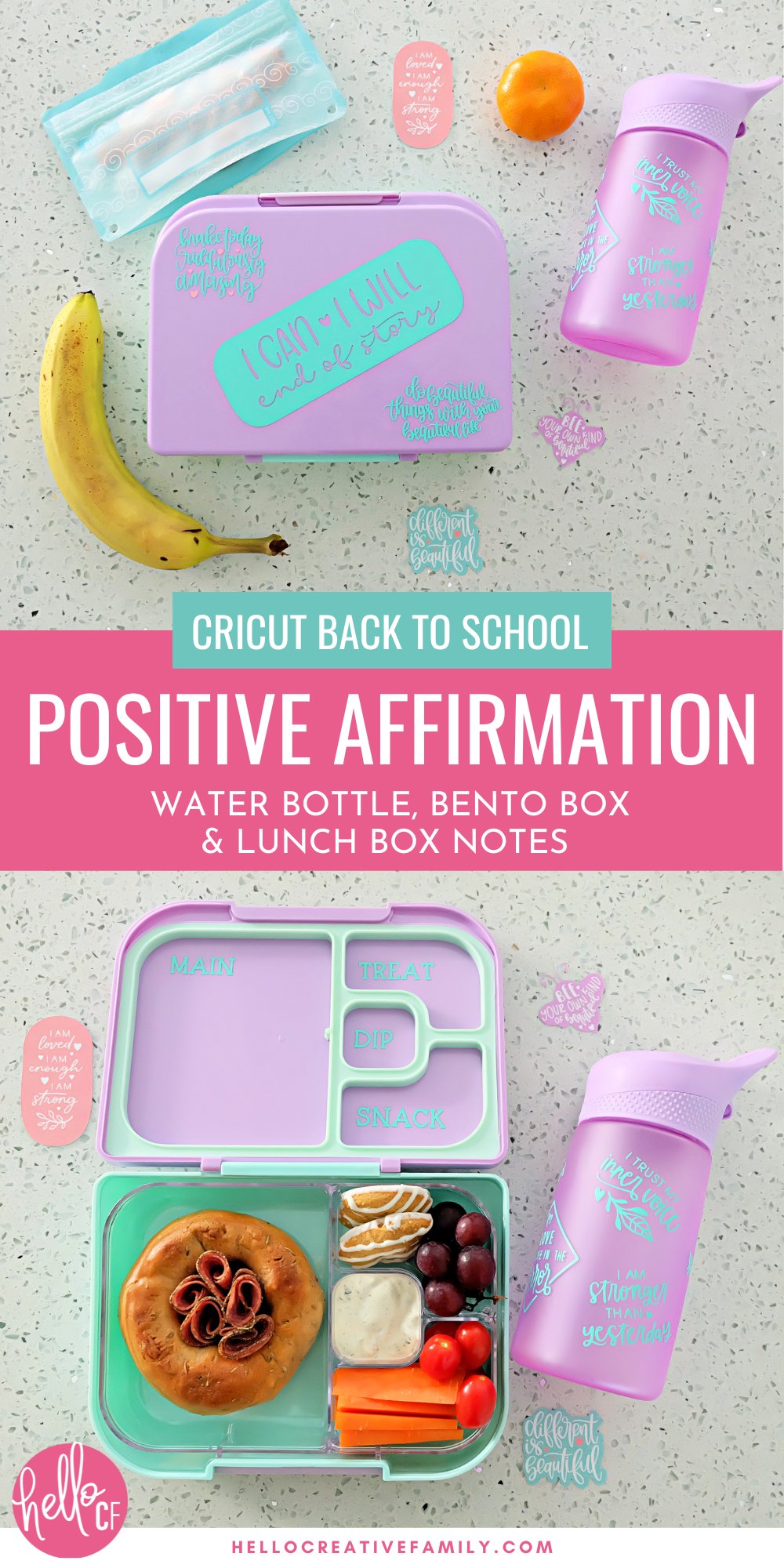 Making customized back to school gear is easy with Cricut! We are filling classrooms full of positive energy with these DIY positive affirmation water bottle, bento box and lunch box notes! Grab the Cricut cut file canvas along with step by step instructions to make your own!
