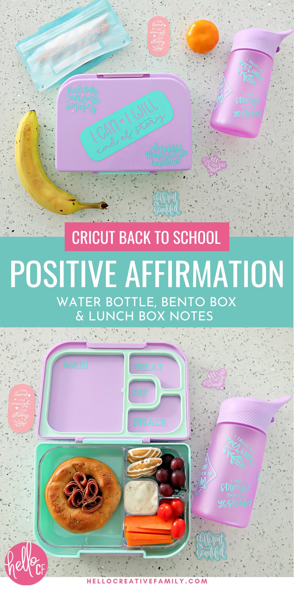 Making customized back to school gear is easy with Cricut! We are filling classrooms full of positive energy with these DIY positive affirmation water bottle, bento box and lunch box notes! Grab the Cricut cut file canvas along with step by step instructions to make your own!