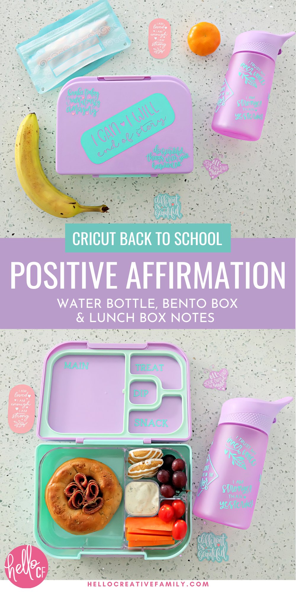 Making customized back to school gear is easy with Cricut! We are filling classrooms full of positive energy with these DIY positive affirmation water bottle, bento box and lunch box notes! Grab the Cricut cut file canvas along with step by step instructions to make your own!