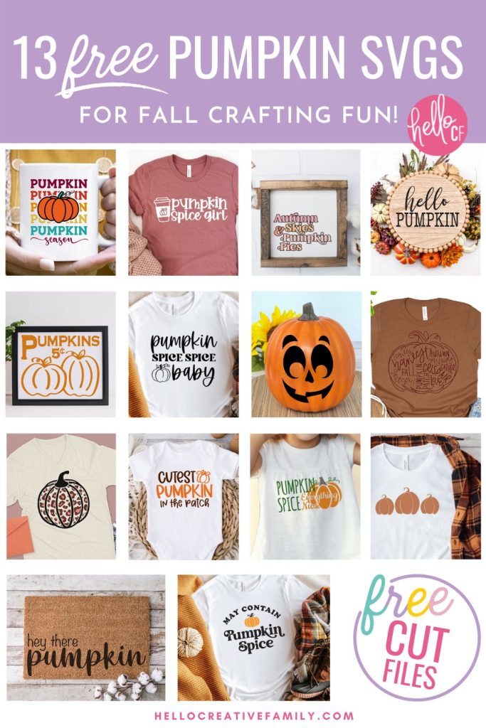 Get ready for autumn, pumpkin patches, hay rides and bonfires with this free Pumpkin SVG files collection! Includes a Pumpkin Season SVG in pretty fall colors along with other cut files for making fall decor, mugs, sweatshirts, signs and so much more with your Cricut Maker, Cricut Explore or Cricut Joy!