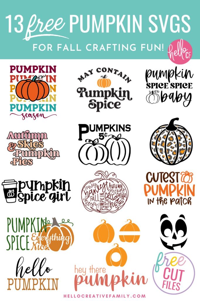 Get ready for autumn, pumpkin patches, hay rides and bonfires with this free Pumpkin SVG files collection! Includes a Pumpkin Season  SVG in pretty fall colors along with other cut files for making fall decor, mugs, sweatshirts, signs and so much more with your Cricut Maker, Cricut Explore or Cricut Joy! 