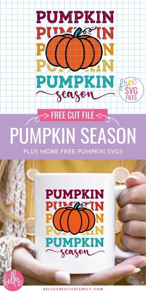 Get ready for autumn, pumpkin patches, hay rides and bonfires with this free Pumpkin SVG files collection! Includes a Pumpkin Season SVG in pretty fall colors along with other cut files for making fall decor, mugs, sweatshirts, signs and so much more with your Cricut Maker, Cricut Explore or Cricut Joy!