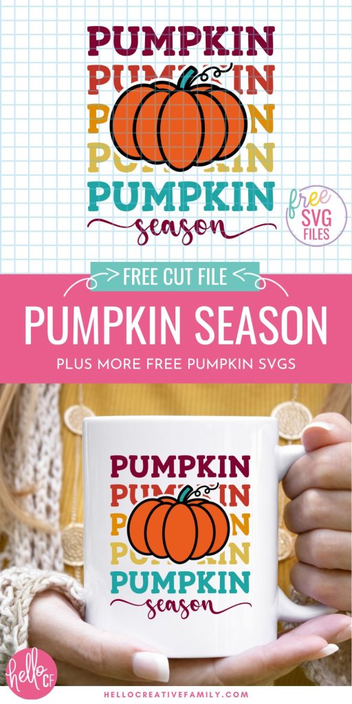 Get ready for autumn, pumpkin patches, hay rides and bonfires with this free Pumpkin SVG files collection! Includes a Pumpkin Season  SVG in pretty fall colors along with other cut files for making fall decor, mugs, sweatshirts, signs and so much more with your Cricut Maker, Cricut Explore or Cricut Joy! 