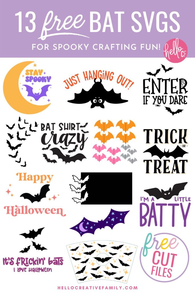 Spooky season is here and we're celebrating with a collection of free bat SVG files that are perfect for fall and Halloween! We've got bat mug wraps, bat decorations and tons of bat cut files for making shirts, sweatshirts, hoodies, Halloween decor and more using your Cricut cutting machine! Includes a Stay Spooky SVG.