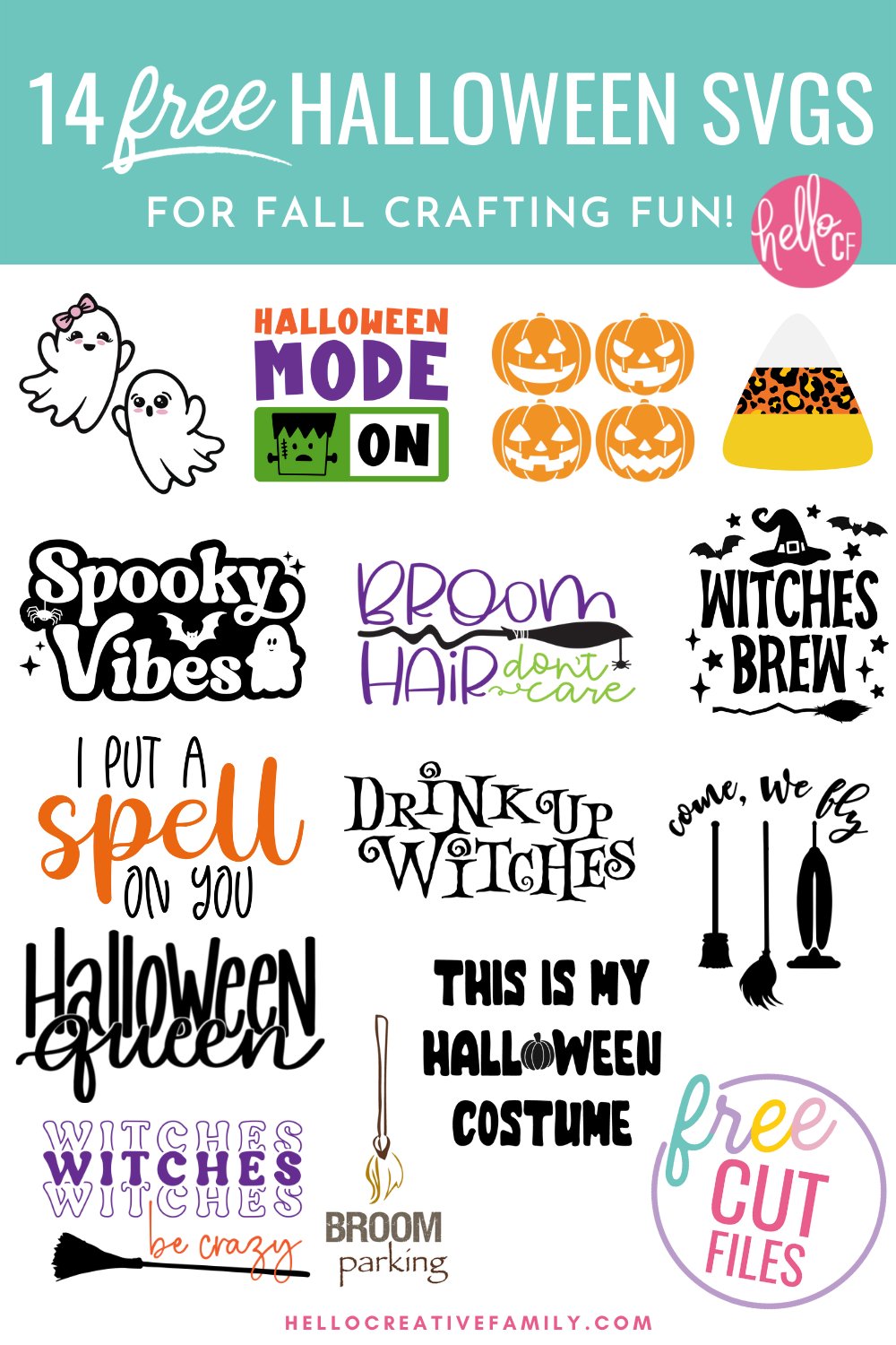Fall is here! Get the Halloween crafts started! We're sharing 14 free Halloween SVG design files for making Halloween DIY projects with your Cricut Maker, Cricut Explore or Cricut Joy cutting machine!