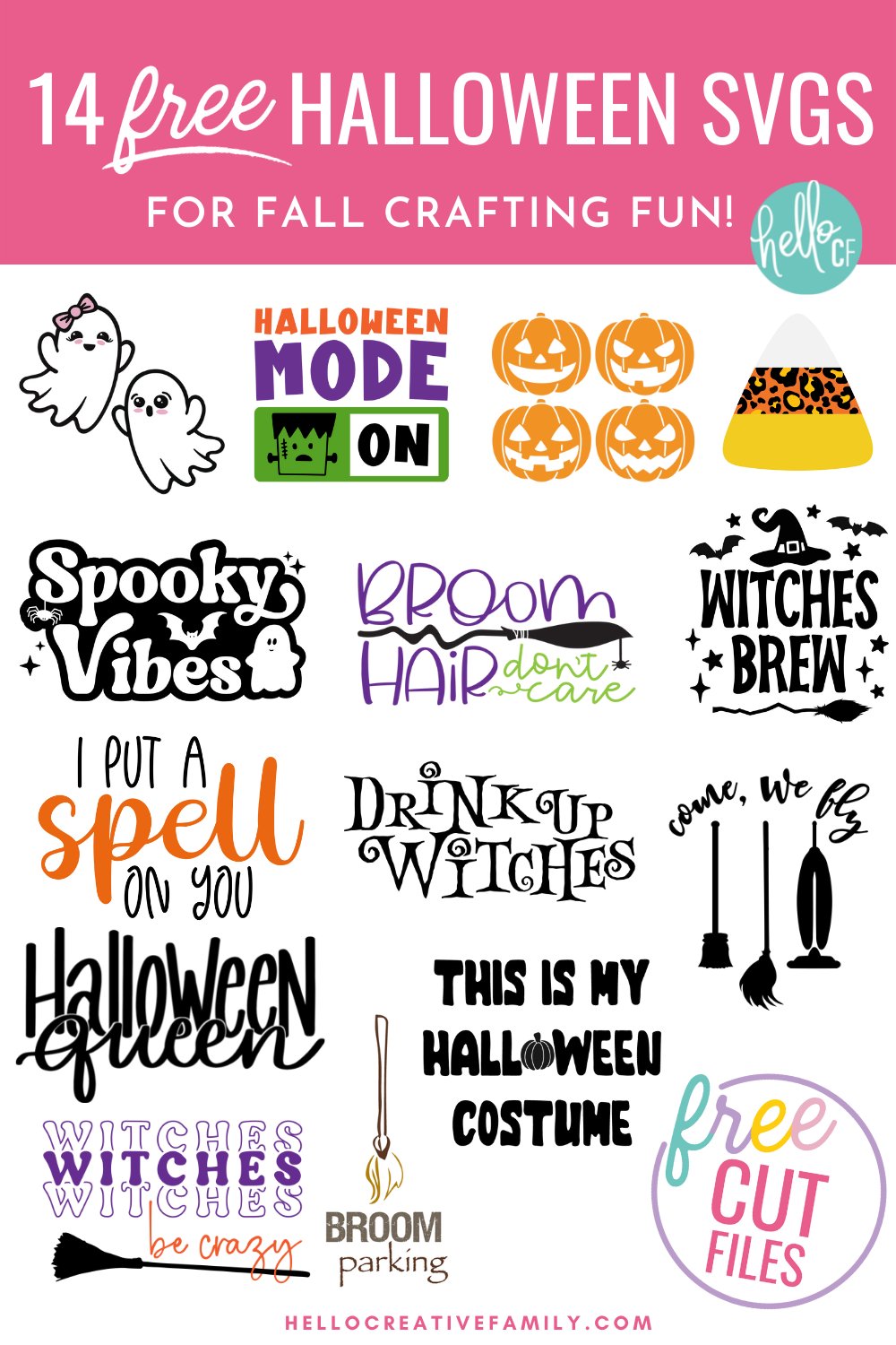 Fall is here! Get the Halloween crafts started! We're sharing 14 free Halloween SVG design files for making Halloween DIY projects with your Cricut Maker, Cricut Explore or Cricut Joy cutting machine!