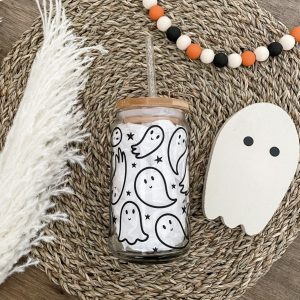 Cute Ghost Iced Coffee Glass
