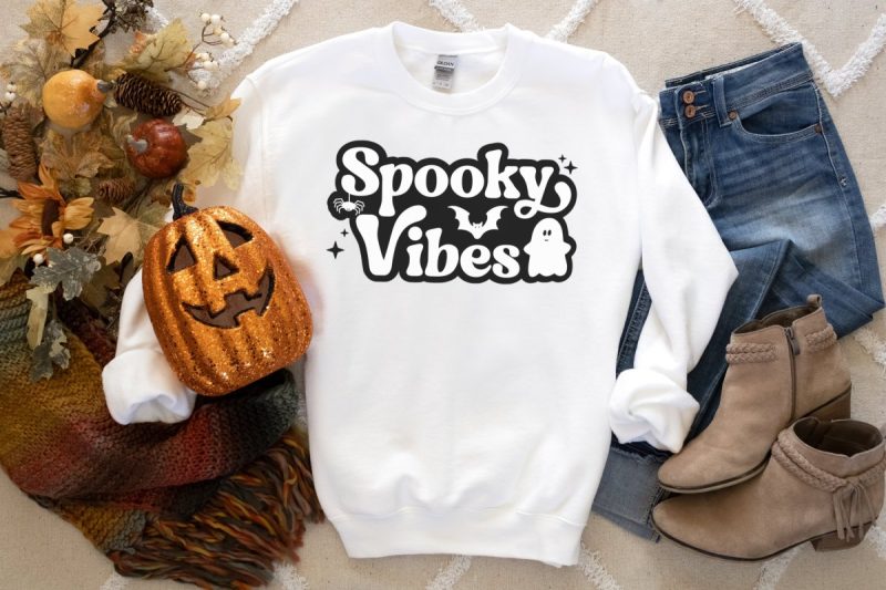 DIY Halloween Spooky Vibes Sweatshirt