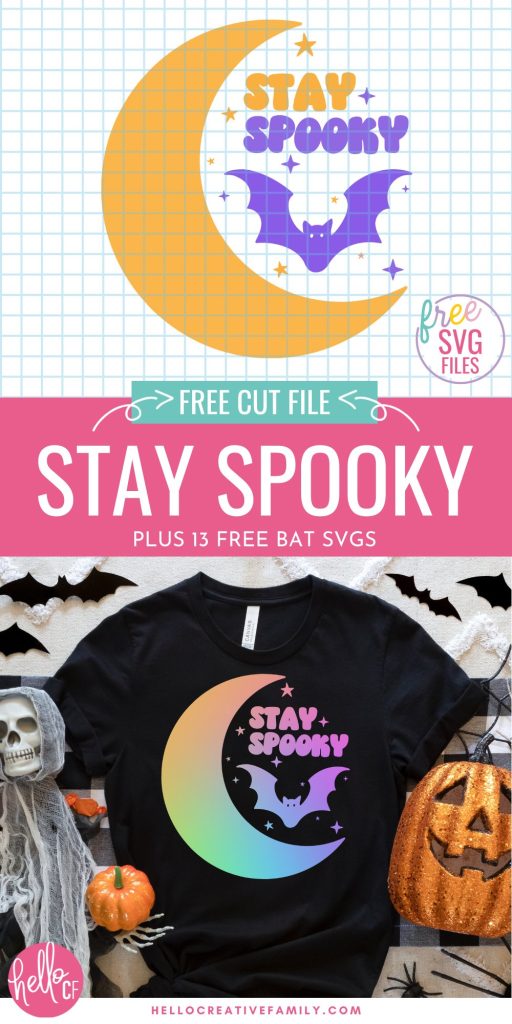 Spooky season is here and we're celebrating with a collection of free bat SVG files that are perfect for fall and Halloween! We've got bat mug wraps, bat decorations and tons of bat cut files for making shirts, sweatshirts, hoodies, Halloween decor and more using your Cricut cutting machine! Includes a Stay Spooky SVG.