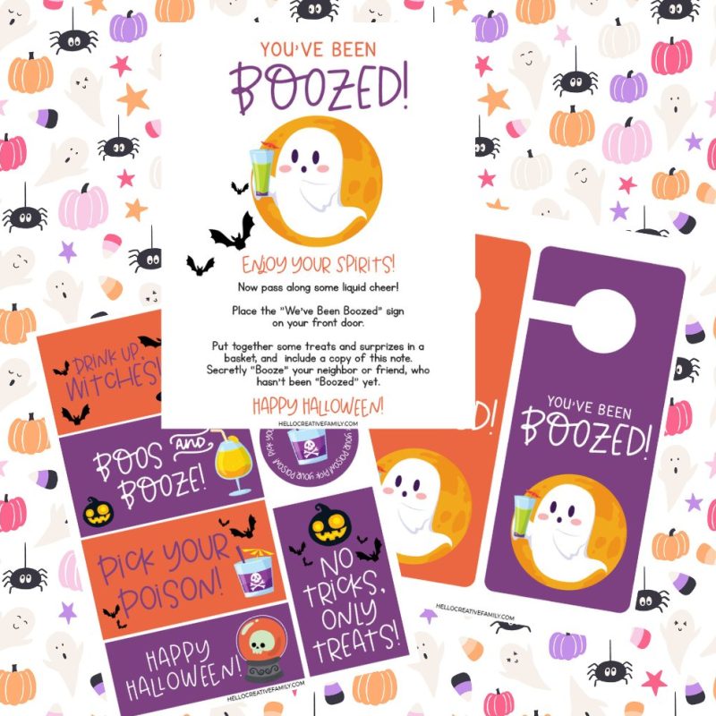 You've heard about booing a neighbor, but have you heard of BOOZING a neighbor? Start a new Halloween tradition in your neighborhood this year with our free You've Been Boozed Printable and let the adults enjoy the Halloween festivities too! Get into the Halloween Spirit with this fun DIY Halloween idea! Includes 20+ Booze Basket Ideas.