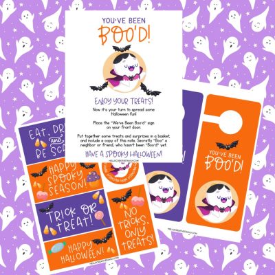 Start a new Halloween tradition in your neighborhood this year by Booing a neighbor! We're sharing free You've Been Booed Printables along with booing instructions, ideas for putting in your boo basket and where to get everything you need! Get into the Halloween Spirit with this fun DIY Halloween idea!