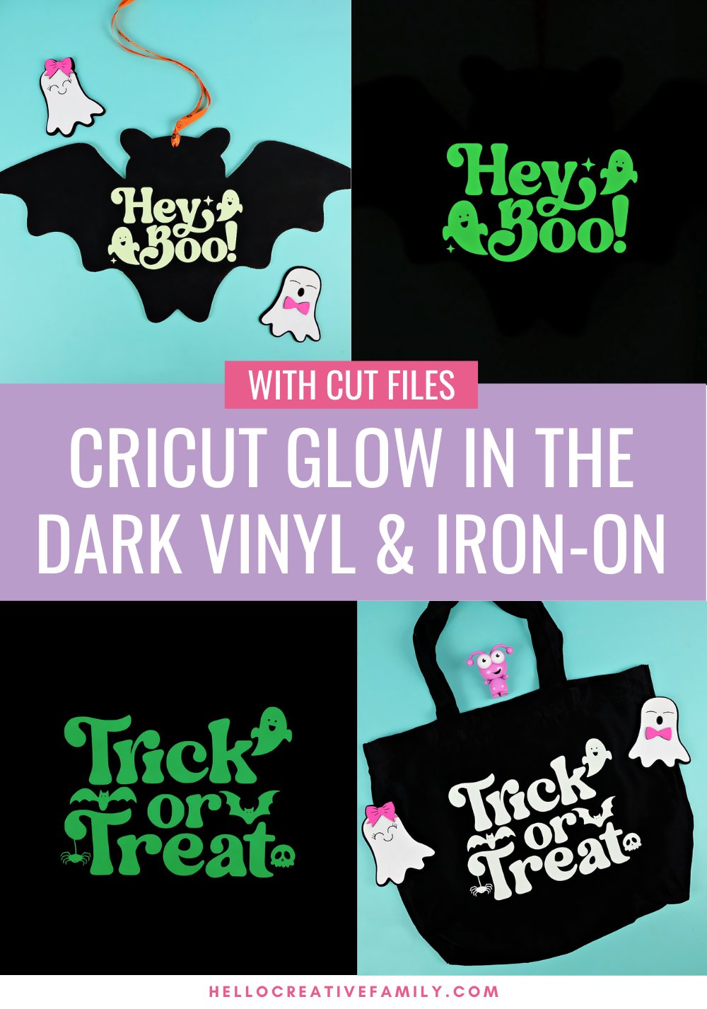 Create fun Halloween craft projects using Cricut Glow In The Dark Vinyl and Iron-On! We'll be using the Glow In The Dark Vinyl to make an adorable bat sign for the front door. Then I'll show you how to make a glow in the dark trick or treat bag using Cricut Glow In The Dark HTV. Includes Cricut Cut Files for these projects.