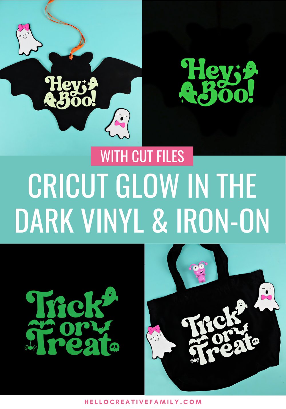Create fun Halloween craft projects using Cricut Glow In The Dark Vinyl and Iron-On! We'll be using the Glow In The Dark Vinyl to make an adorable bat sign for the front door. Then I'll show you how to make a glow in the dark trick or treat bag using Cricut Glow In The Dark HTV. Includes Cricut Cut Files for these projects.