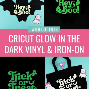 Create fun Halloween craft projects using Cricut Glow In The Dark Vinyl and Iron-On! We'll be using the Glow In The Dark Vinyl to make an adorable bat sign for the front door. Then I'll show you how to make a glow in the dark trick or treat bag using Cricut Glow In The Dark HTV. Includes Cricut Cut Files for these projects.
