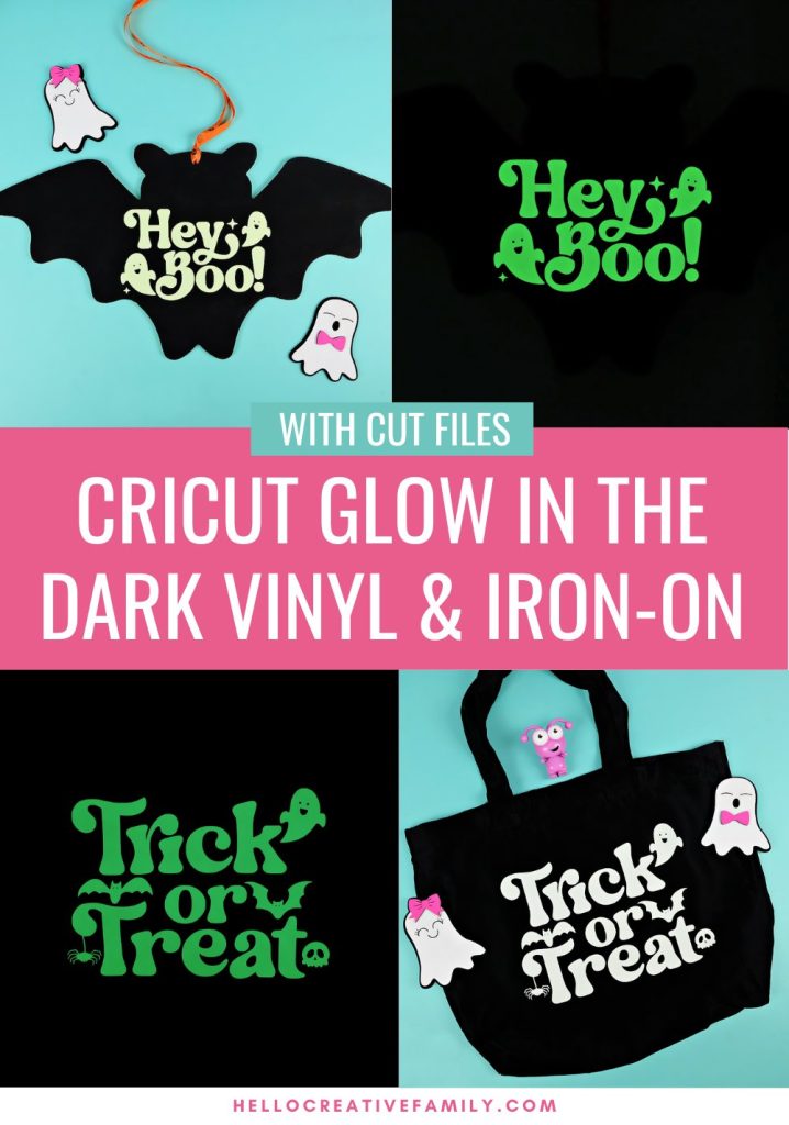 Create fun Halloween craft projects using Cricut Glow In The Dark Vinyl and Iron-On! We'll be using the Glow In The Dark Vinyl to make an adorable bat sign for the front door. Then I'll show you how to make a glow in the dark trick or treat bag using Cricut Glow In The Dark HTV. Includes Cricut Cut Files for these projects.