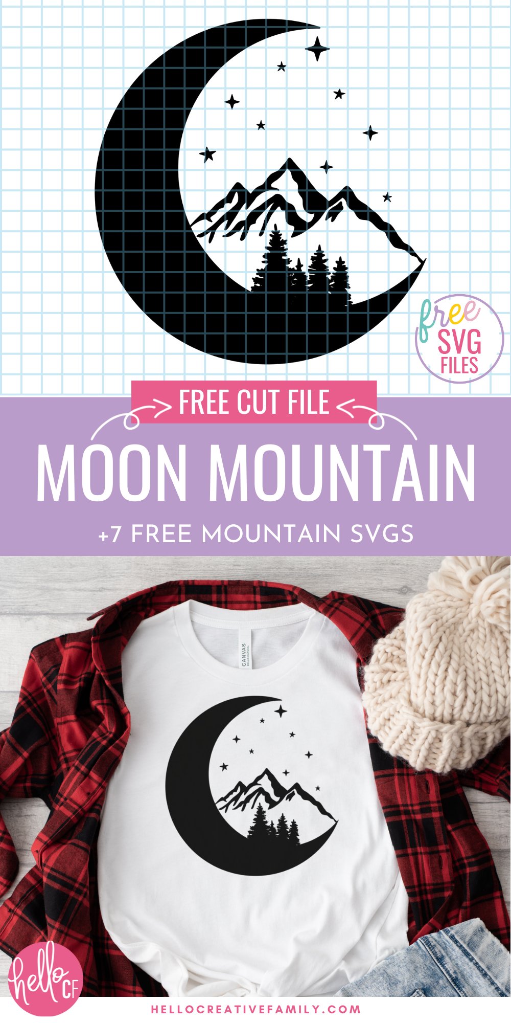 Get ready for crafty fun! We're sharing 7 free mountain SVG files for creating mugs, sweatshirts, t-shirts, throw pillows and so much more using your Cricut cutting machine! The perfect Cricut handmade gift for outdoorsy friends and family members!