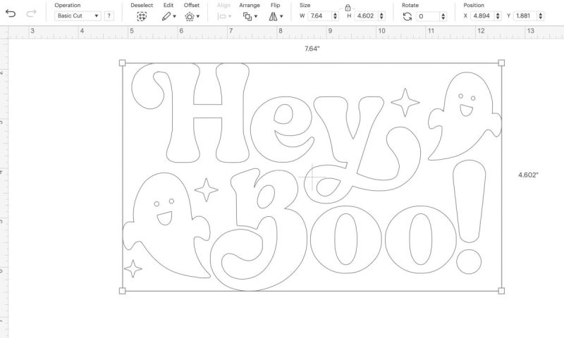 Open Cricut Design Space. You can find my Glow In The Dark Bat Sign Design Space Canvas here. I have already hidden the back, black layer. Measure your wood sign to determine how large you would like your design to be. Use the size arrows, or the size tool to correctly size your design.