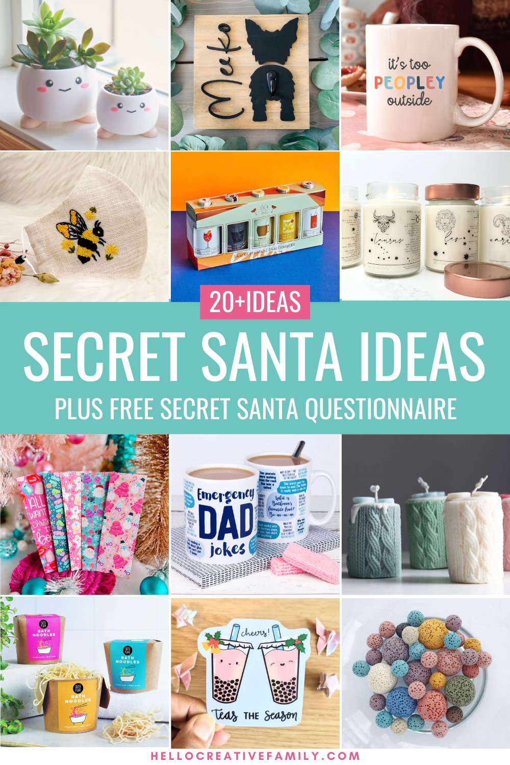 Host the easiest Secret Santa Gift Exchange ever with this free printable Secret Santa Form! This Secret Santa questionnaire and printable envelope helps to gather tons of information about the recipient so that getting them the perfect Christmas gift is so easy! This form gathers the recipients likes and dislikes, preferences on books, candy and snacks, favorite quote and so much more! Also includes 20+ Secret Santa gift ideas!