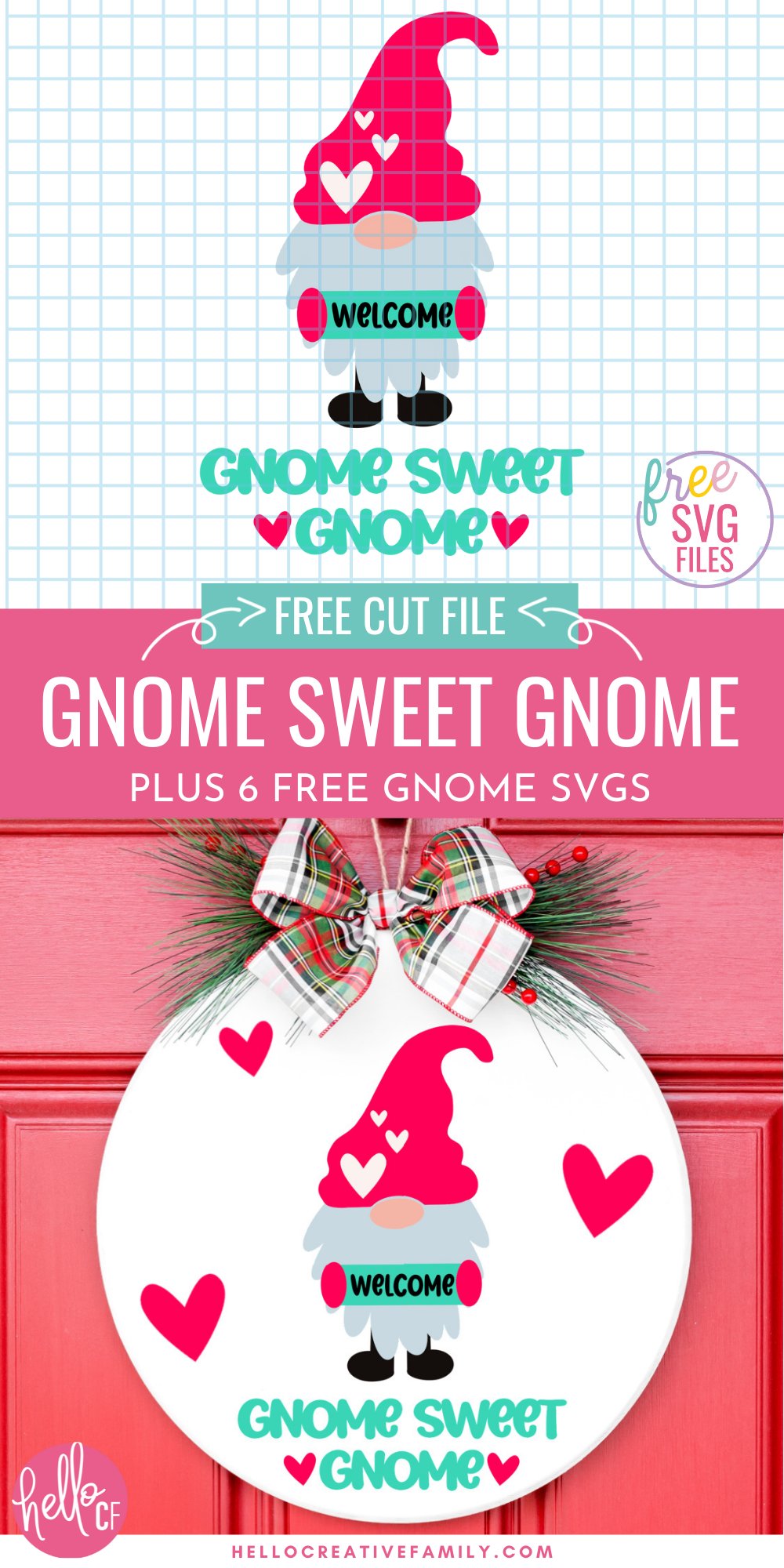 Gnomes aren't just for Christmas time! These adorable enchanted creatures are being used to celebrate a wide variety of holidays from Valentine's Day to Easter! Download 6 free Gnome SVG files including a Gnome Sweet Gnome Cut File for making mugs, wood signs, shirts, hoodies, pillows, home decor and so much more with your Cricut Maker, Cricut Explore or Cricut Joy!