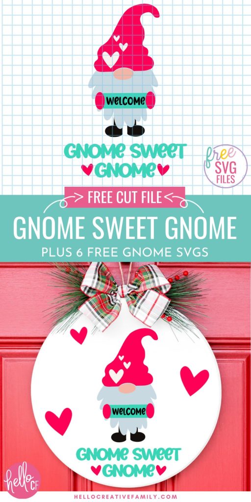 Gnomes aren't just for Christmas time! These adorable enchanted creatures are being used to celebrate a wide variety of holidays from Valentine's Day to Easter! Download 6 free Gnome SVG files including a Gnome Sweet Gnome Cut File for making mugs, wood signs, shirts, hoodies, pillows, home decor and so much more with your Cricut Maker, Cricut Explore or Cricut Joy!