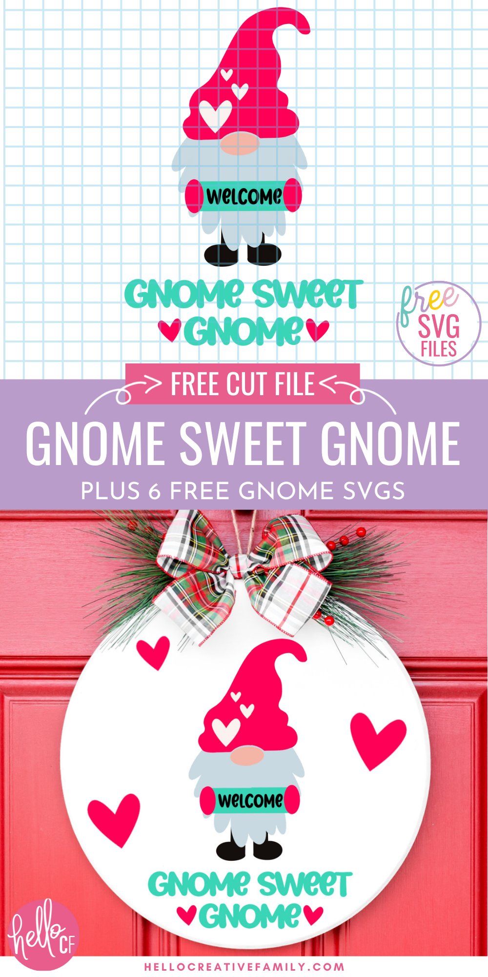 Gnomes aren't just for Christmas time! These adorable enchanted creatures are being used to celebrate a wide variety of holidays from Valentine's Day to Easter! Download 6 free Gnome SVG files including a Gnome Sweet Gnome Cut File for making mugs, wood signs, shirts, hoodies, pillows, home decor and so much more with your Cricut Maker, Cricut Explore or Cricut Joy!