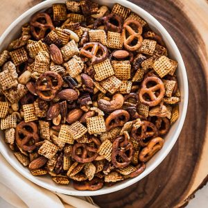 This gluten free air fryer chex mix recipe is a quick and easy way to have a savory snack in under 10 minutes. You can have a healthy, homemade fall snack with little effort.