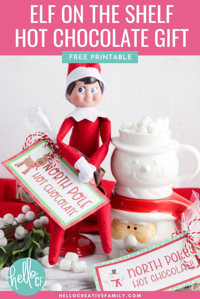 Help your elf bring a special gift straight from the North Pole with this Elf On The Shelf Hot Chocolate Gift Idea! Comes with a free gift tag printable that is easy to use and as cute as can be! Cut the tags with scissors or with your Cricut cutting machine!