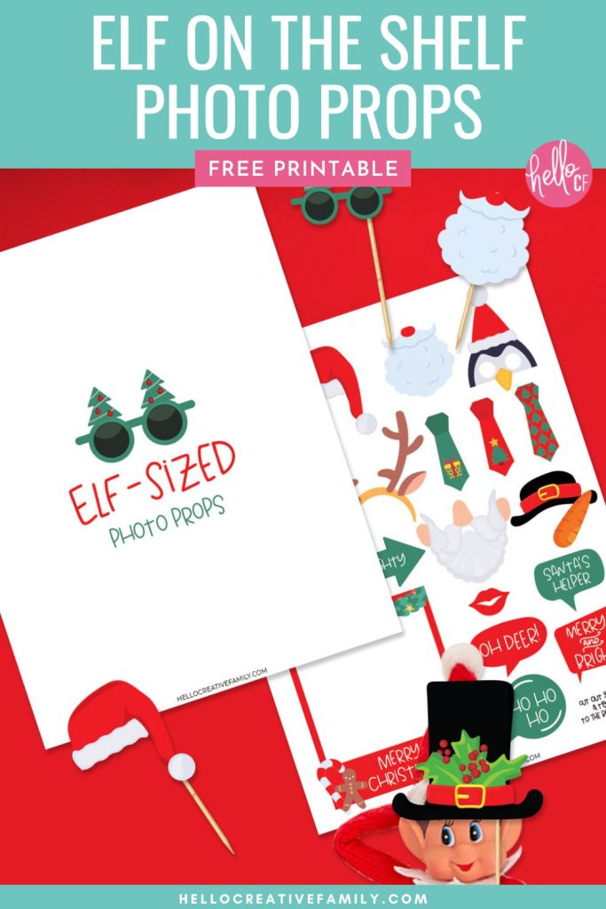 Help your elf get up to some festive fun This Christmas with these free printable Elf On The Shelf Props Printable! These photo booth props are simple to use and include a printable photo booth, festive signs, holiday hats and so much more! A fun and festive holiday craft idea!
