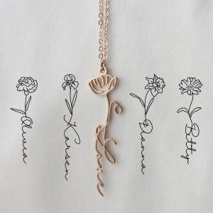 Custom Name And Flower Necklace