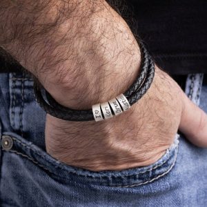 Custom Name Men's Leather Bracelet