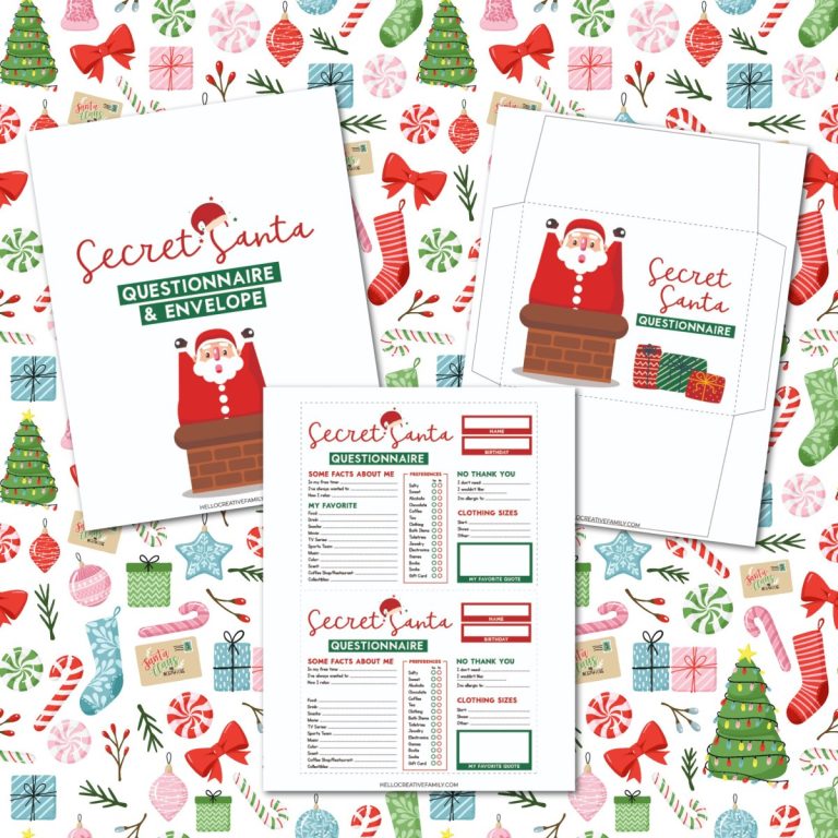 Free Printable Secret Santa Form + Over 20 Secret Santa Gift Ideas