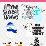 Baby it's cold outside! Use these 6 free snowman SVG files to make winter crafts using your Cricut cutting machine! Make sweatshirts, mugs, ornaments, signs, decals, Christmas cards and so many more Cricut crafts!