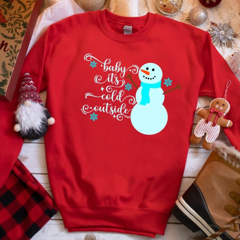DIY Baby It's Cold Outside Red Sweatshirt made with a Cricut