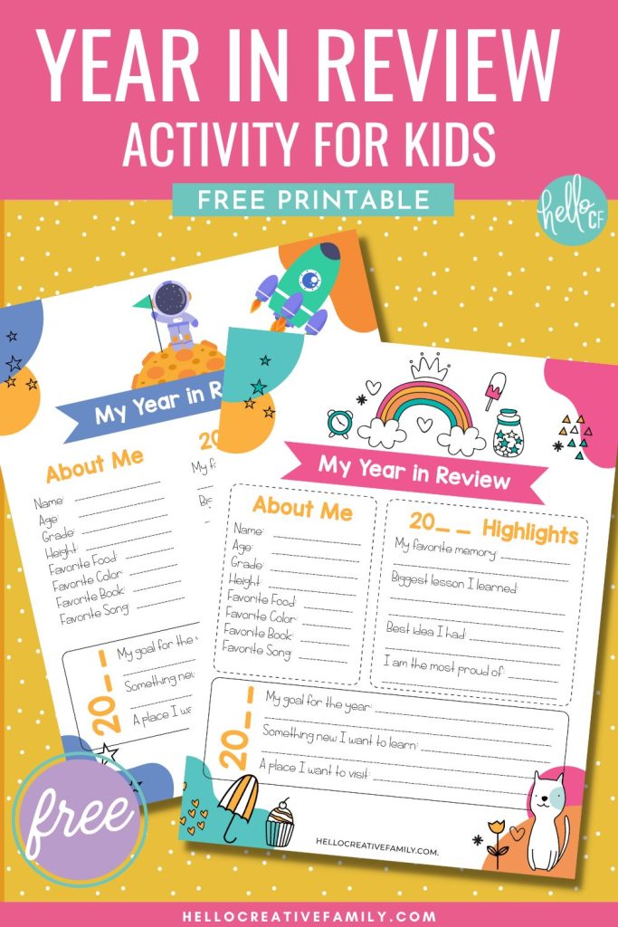 This printable New Year's Eve writing activity lets kids capture their favorite things from their current age, reflect on highlights of the previous year, and create goals and dreams of things that they want to happen in the upcoming year! Fun for all ages from preschoolers to adults!