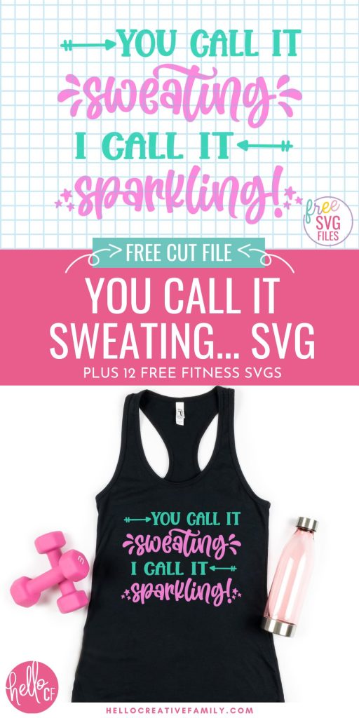Get ready to sweat! We're sharing 12 free fitness SVG files to help you get in style for hitting the gym. These SVGs will make you smile, so get out your Cricut Maker, Cricut Explore, Cricut Joy or other electronic cutting machine and get ready to craft shirts, tank tops, water bottles and more! Includes You Call It Sweating, I Call It Sparkling SVG.