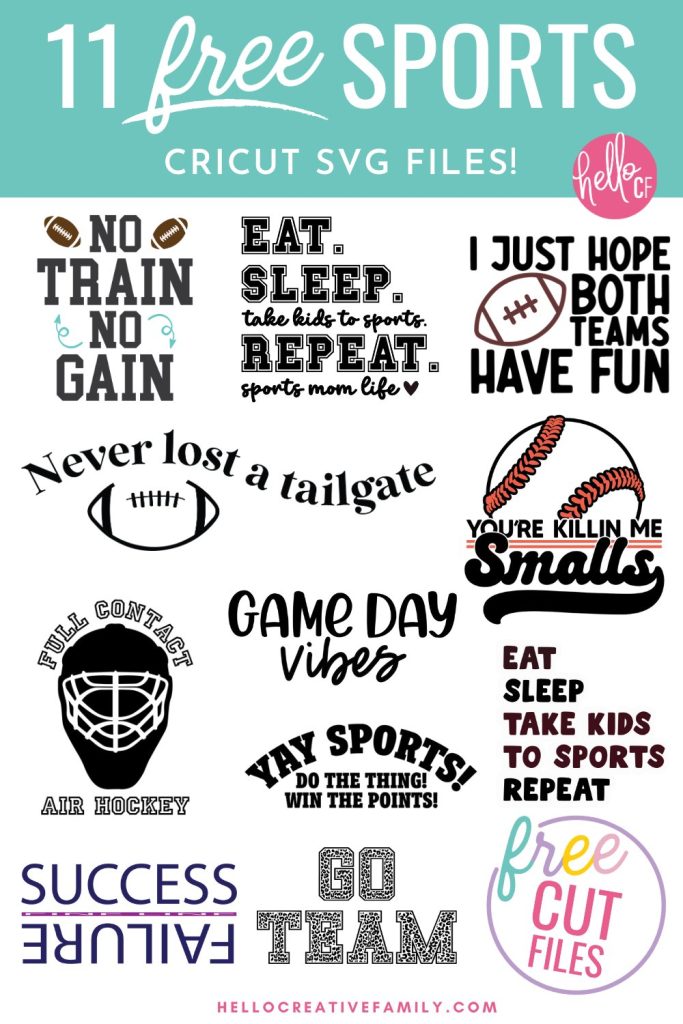 If you have friends and family who are sports lovers and you have a Cricut cutting machine you will not want to miss this! 11 Free Sports SVG Files to use for making t-shirts, hoodies, mugs, water bottles, car decals and so much more using your Cricut Maker, Cricut Explore or Cricut Joy!