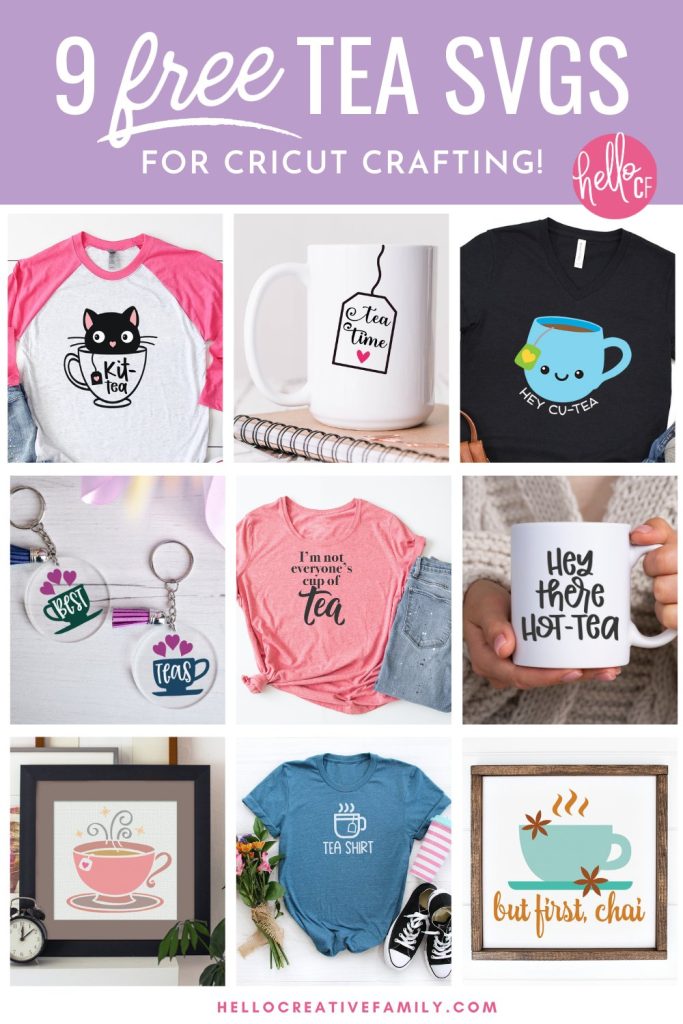Love tea? Whether your tea of choice is Chai Tea, Early Grey or Chamomile we've got you covered with 9 free Tea SVG Files that are perfect for tea lovers! Use them to make DIY mugs, shirts, home decor and more using your Cricut Maker, Cricut Explore, Cricut Joy or other electronic cutting machine!